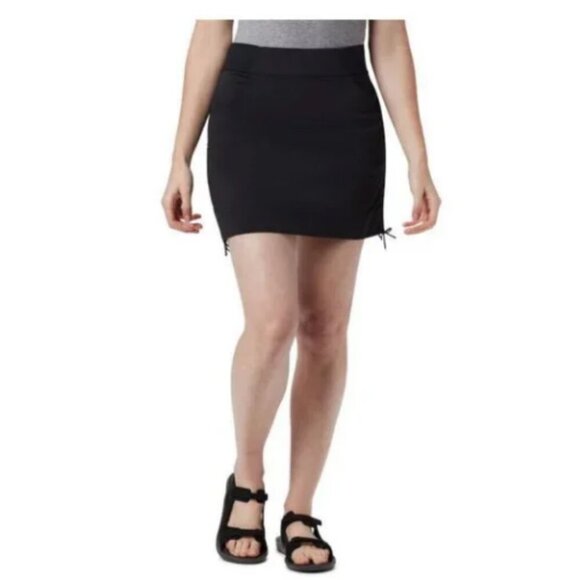 COLUMBIA Anytime Casual Skort XL Black Shorts w/ Skirt Overlay Ruched Pull Cord - Picture 2 of 11